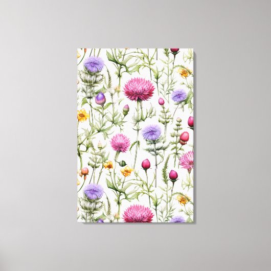 Wildflowers Seamless Pattern Premium Wrapped  キャンバスプリント (正面)