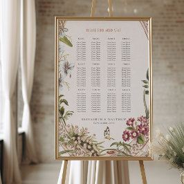 Wildflowers Seating Chart Vintage Wedding ポスター