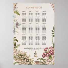 Wildflowers Seating Chart Vintage Wedding ポスター
