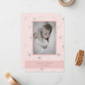 Wildflowers Silver Effect Photo Naming Ceremony ノートカード (正面/裏面インサイチュ)