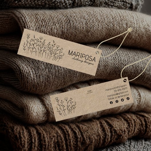Wildflowers Social Icon KRAFT Custom Size Hangtag  スキニー名刺