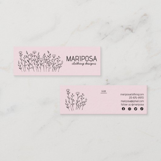Wildflowers Social Icons Clothing Custom Size Tag  スキニー名刺 (正面/裏面)