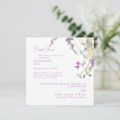  Wildflowers Square Lavender Bridal Shower 招待状 (スタンド正面)