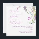 Wildflowers Square Lavender Bridal Shower 招待状<br><div class="desc">Wildflower Floral Bridal Shower Invitation.      Elegant.  Lavender.   Bridesmaid Botanical.  Square.  White and lavender background.</div>