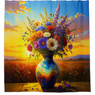 Wildflowers Sunrise 001 Shower Curtain シャワーカーテン