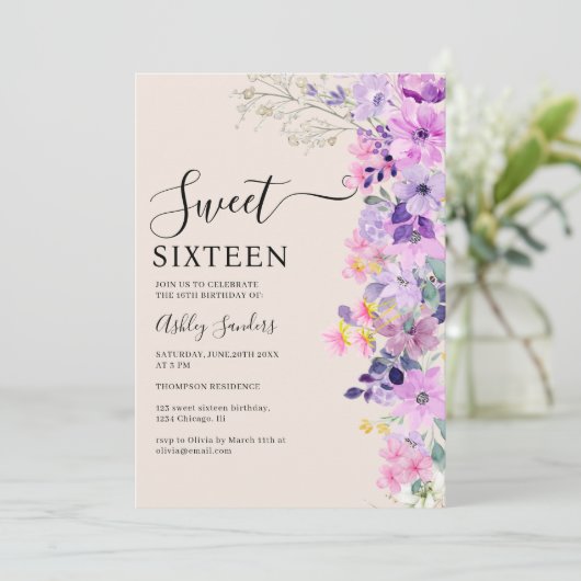 Wildflowers Sweet 16 Birthday Celebration 招待状 (スタンド正面)