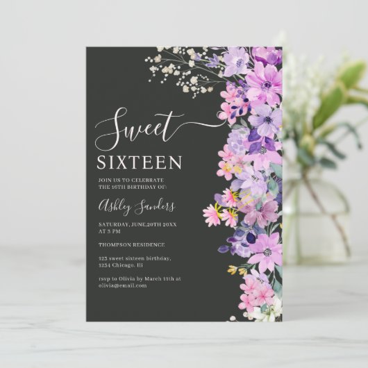 Wildflowers Sweet 16 Birthday Celebration 招待状 (スタンド正面)