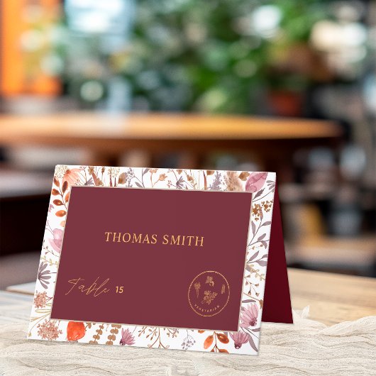 Wildflowers Vegetarian Meal Choice Guest Name Card サンキューカード