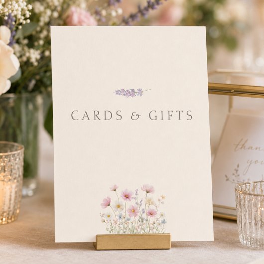 Wildflowers Wedding Cards & Gifts Table Sign