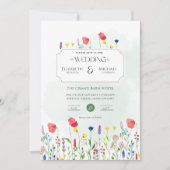 Wildflowers Wedding Invite Floral Print or Digital 招待状 (正面)