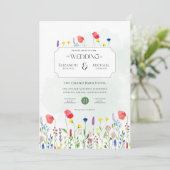 Wildflowers Wedding Invite Floral Print or Digital 招待状 (スタンド正面)