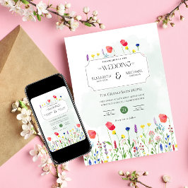 Wildflowers Wedding Invite Floral Print or Digital 招待状