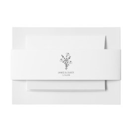 Wildflowers Wedding Monogram in Black 招待状ベリーバンド