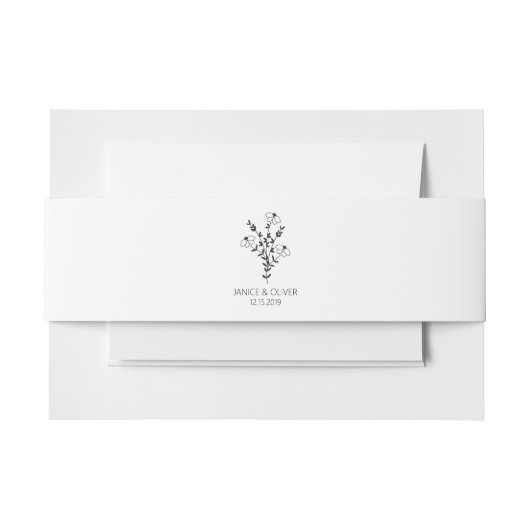 Wildflowers Wedding Monogram in Black 招待状ベリーバンド (正面例)