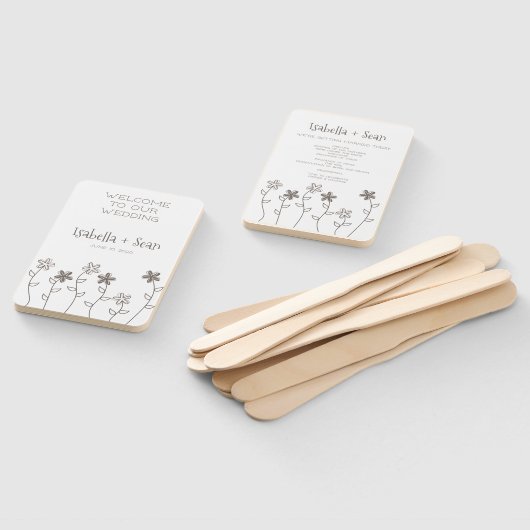 Wildflowers Wedding Monogram in Brown Design ハンドファン (組立なし)