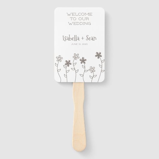 Wildflowers Wedding Monogram in Brown Design ハンドファン (正面)