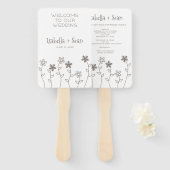 Wildflowers Wedding Monogram in Brown Design ハンドファン (正面&裏面)