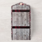 Wildflowers with Burgundy Ribbon, Lace & Lights オールインワン招待状 (外側)