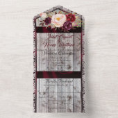 Wildflowers with Burgundy Ribbon, Lace & Lights オールインワン招待状 (内側)