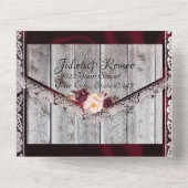 Wildflowers with Burgundy Ribbon, Lace & Lights オールインワン招待状 (裏面)