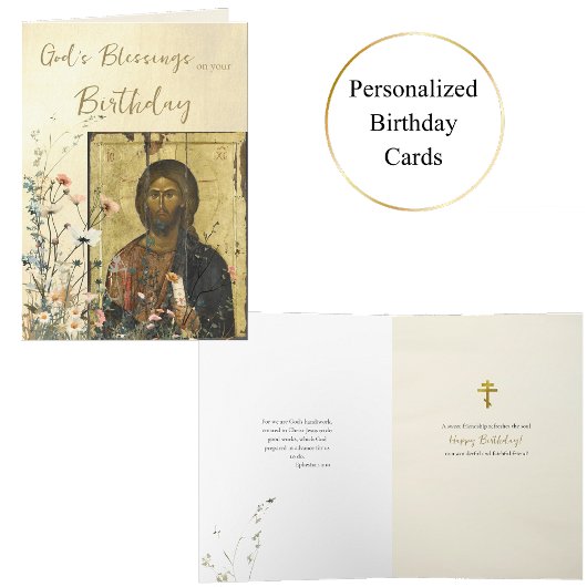 Wildflowers with Icon of Jesus Christ Birthday     カード