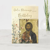 Wildflowers with Icon of Jesus Christ Birthday     カード (正面)
