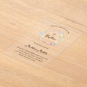  wildflowers wreath Baptism Invitation アクリル招待状 (レイダウン)