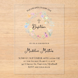  wildflowers wreath Baptism Invitation アクリル招待状