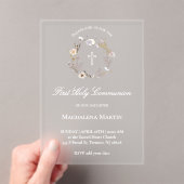 wildflowers wreath First Holy Communion girl アクリル招待状 (インサイチュ (ポータブル))