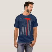 Wildland Firefighter Axe American Flag Thin Red Tシャツ (正面フル)