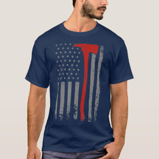 Wildland Firefighter Axe American Flag Thin Red Tシャツ