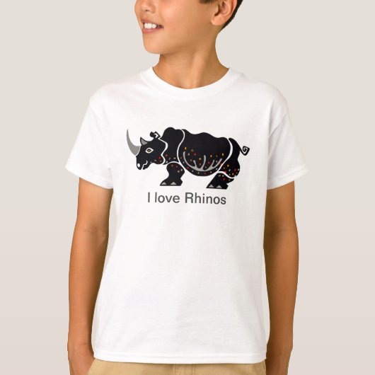 Wildlife クール I love RHINOS - 自然- Boys T-Shirt Tシャツ (正面)