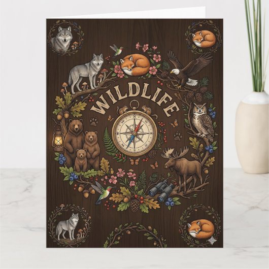 "Wildlife" 森の冒険イラスト カード (正面)