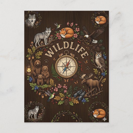 「Wildlife」森の冒険イラスト シーズンポストカード (正面)