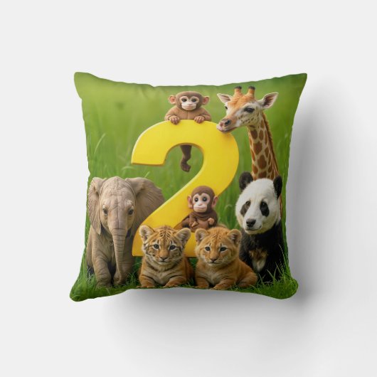 Wildlife Animal Babies With a Number Two クッション (裏面)