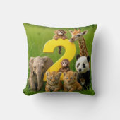 Wildlife Animal Babies With a Number Two クッション (正面)
