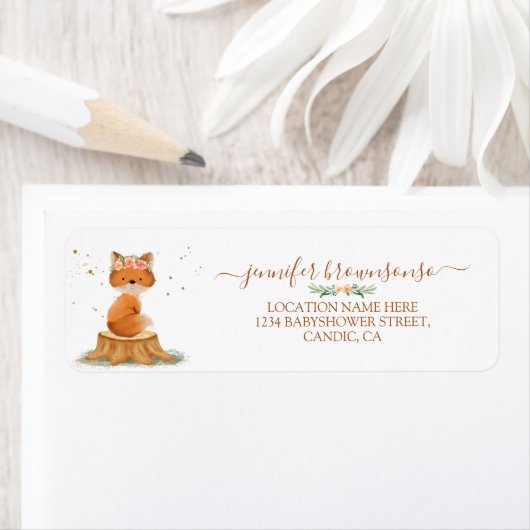 Wildlife Animal Fox Flower ラベル (インサイチュ)