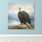 Wildlife Bald Eagle Perched Lake キャンバスプリント (インサイチュ (ウッドフロア))
