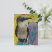 Wildlife Blue Footed Bird mixed media collage ポストカード (スタンド正面)