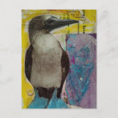 Wildlife Blue Footed Bird mixed media collage ポストカード (正面)