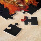 Wildlife collage with fox, hedgehog and amber moon ジグソーパズル (側面)