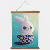 wildlife cute Forest animals : Owl, & Rabbit 吊り下げ型タペストリー (正面)