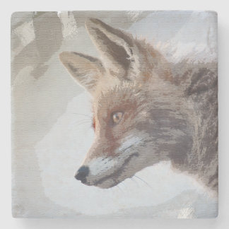 Wildlife Fox Portrait Nature Neutral Stone Coaster ストーンコースター