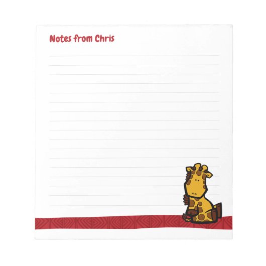 Wildlife Giraffe Note Pad ノートパッド (正面)