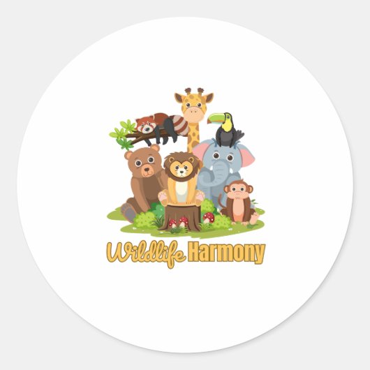 Wildlife Harmony for animal lover ラウンドシール (正面)