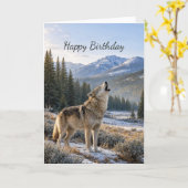 Wildlife Howling Gray Wolf Birthday カード (黄色い花)