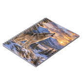 Wildlife Howling Gray Wolf Mountain Sunset Scene ノートブック (左側)