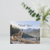 Wildlife Howling Gray Wolf Scene Thank You ポストカード (スタンド正面)