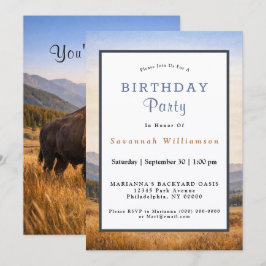 Wildlife Landscape American Bison Birthday 招待状