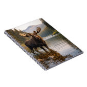 Wildlife Moose Forest River Scene ノートブック (右側)